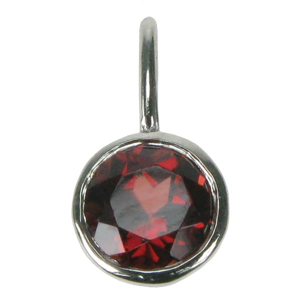 silver and Garnet small circle pendant necklace