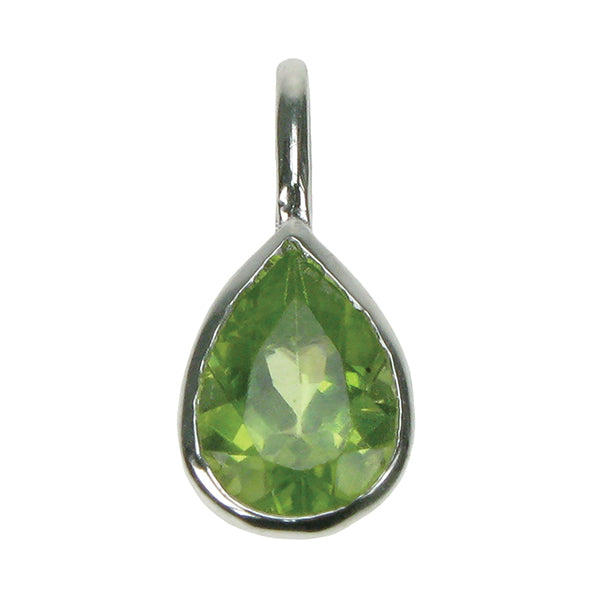 Silver and Peridot small teardrop pendant