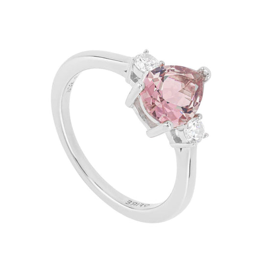 Diamonfire silver with pink and white cubic zirconia teardrop ring.