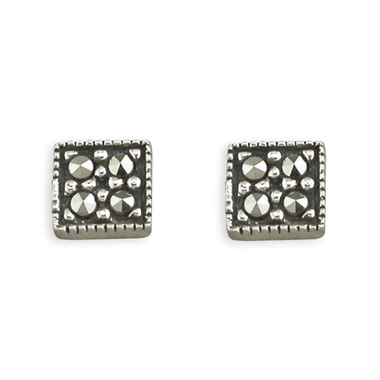 Silver Marcasite square stud earrings