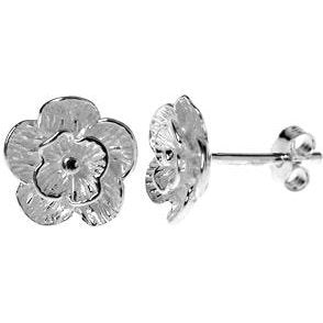 Silver Flower Stud Earrings.