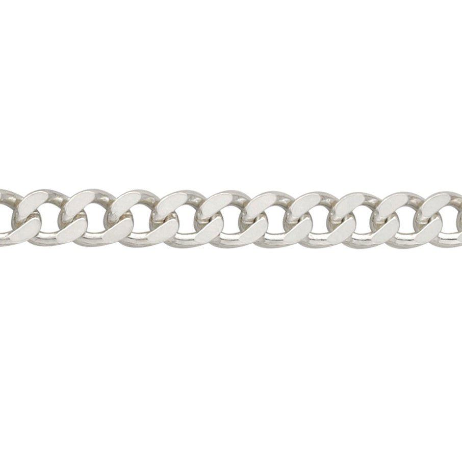 Gents silver hammered & filed curb chain