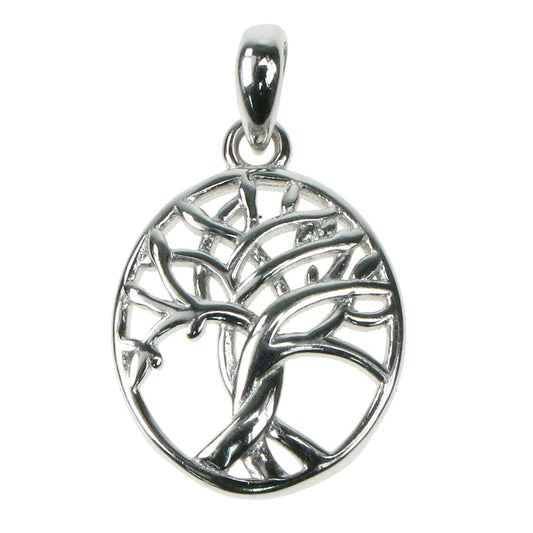 Silver open cut tree of life pendant
