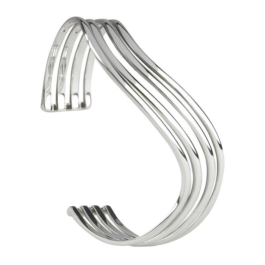 Silver 4 bar wave torque bangle