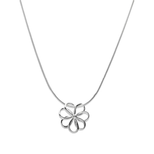Silver flower pendant with cut out detail
