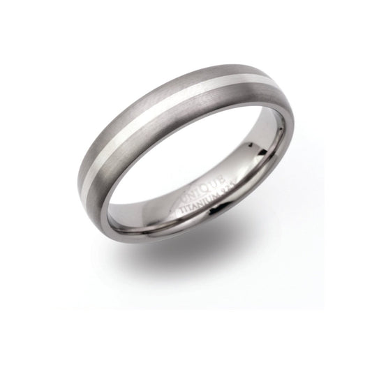Gents 5mm titanium and silver ring