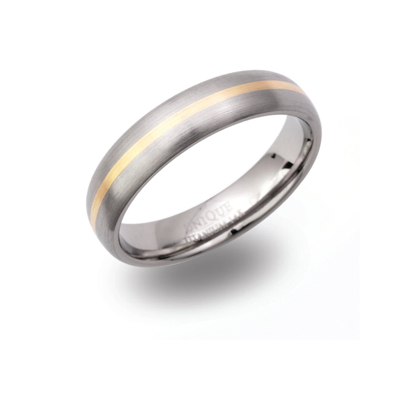 Gents 5mm titanium & 14ct yellow gold ring