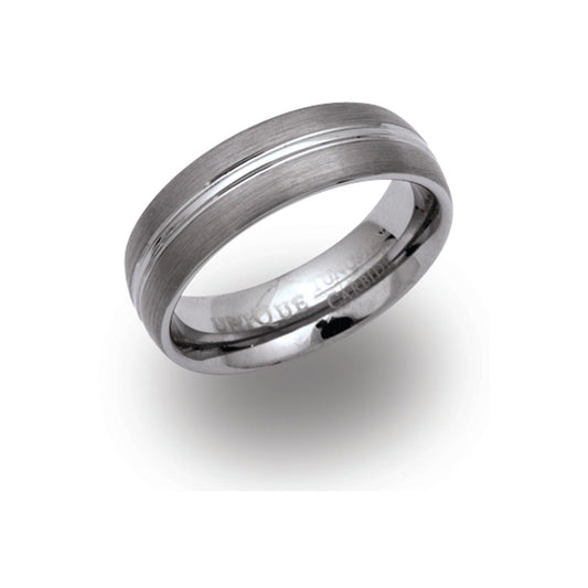 Gents 7mm tungsten ring with centre band