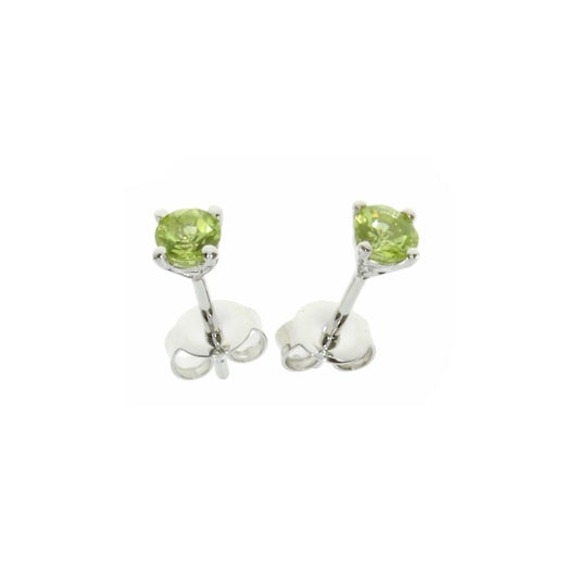 silver and Peridot small stud earrings