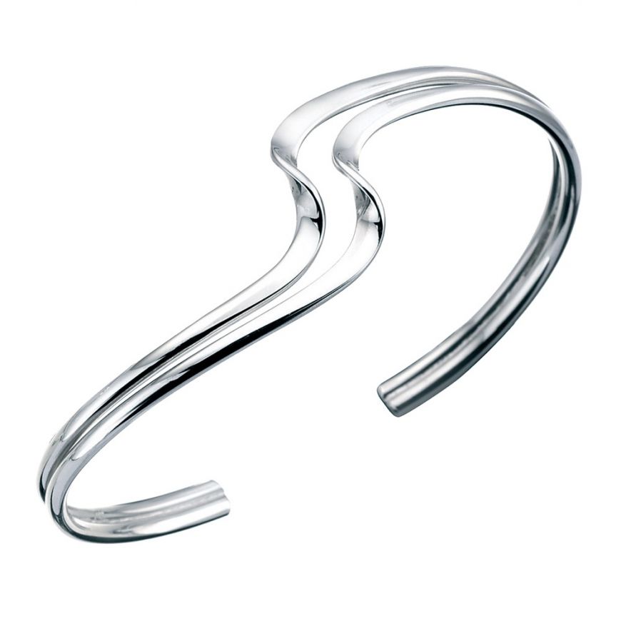 Silver Double Weave Cuff Bangle