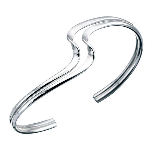 Silver Double Weave Cuff Bangle