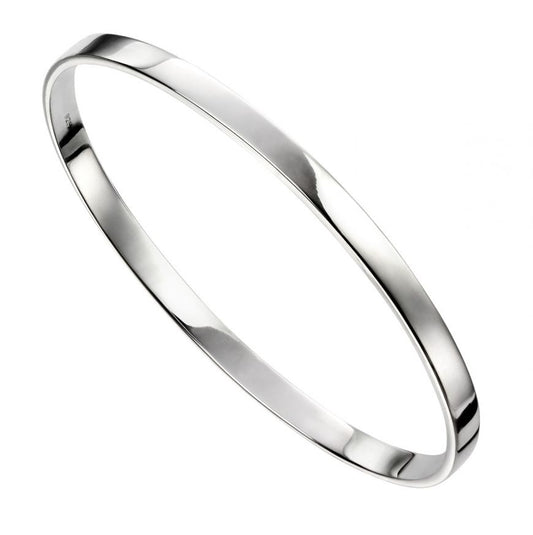 Silver Plain Engravable Oval Shaped Bangle