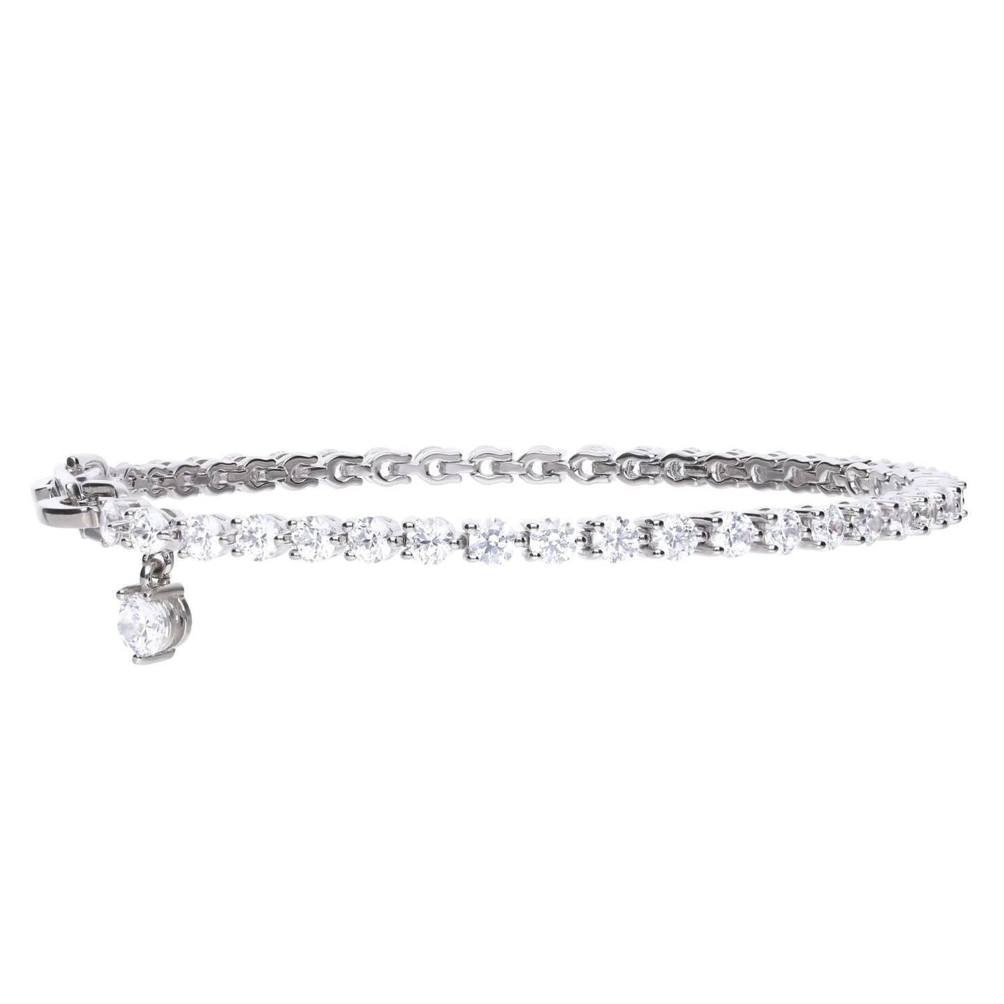 Diamonfire silver and cubic zirconia charm tennis bracelet.