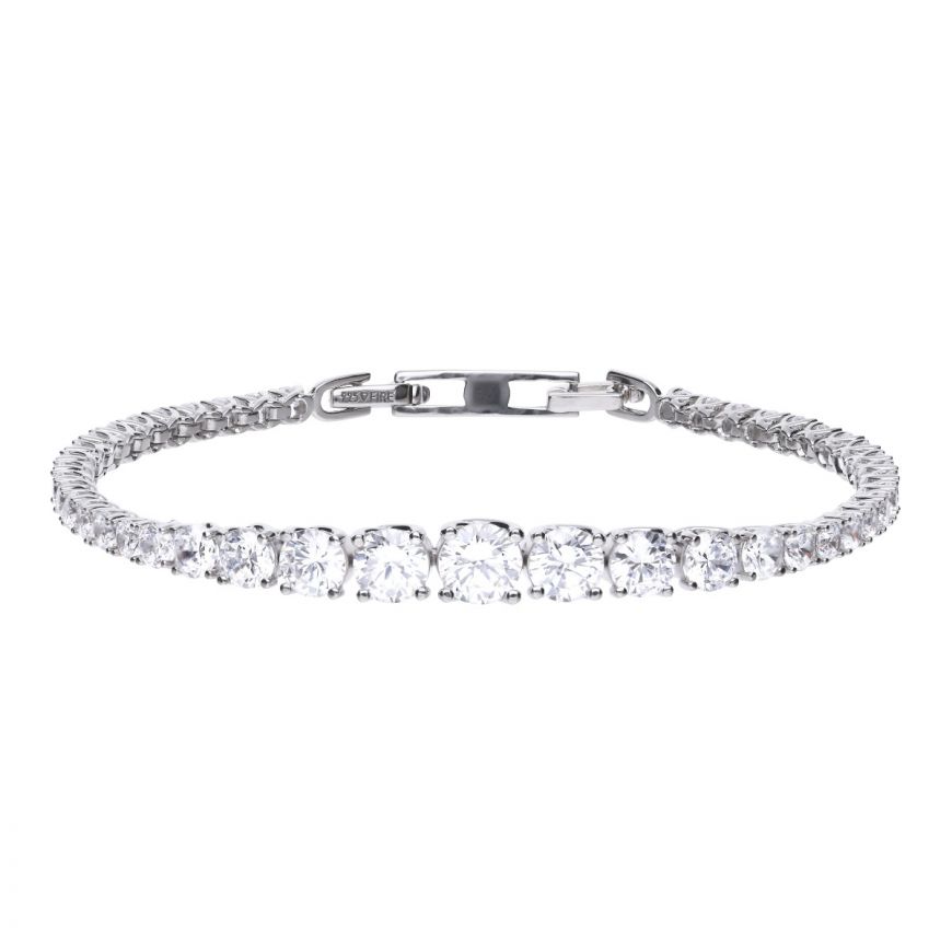Diamonfire Silver And Cubic Zirconia Graduated Tennis Bracelet.