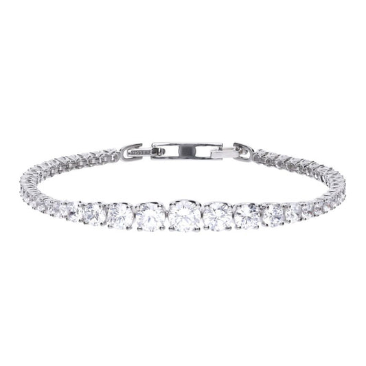 Diamonfire Silver And Cubic Zirconia Graduated Tennis Bracelet.