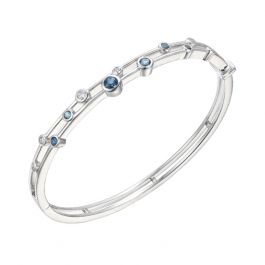 Silver, Blue Topaz & Cubic Zirconia bubble bangle