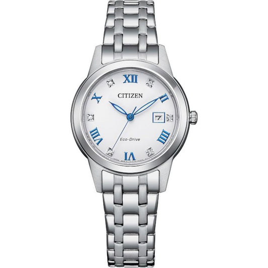 Ladies Citizen Eco-Drive Crystal White Dial Watch.
