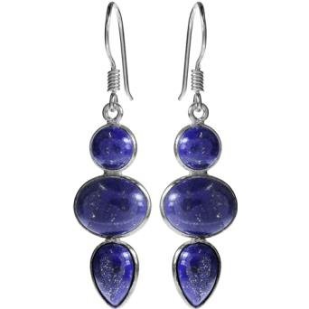 Silver and Lapis Lazuli multi-shape drop earrings.