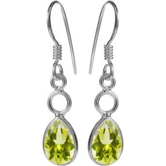 Silver and Peridot Drop Earrings.
