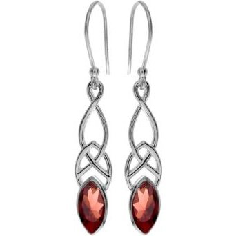 Silver and Garnet Drop Earrings.