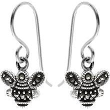 Silver and Marcasite Small Bee Drop Earrings.