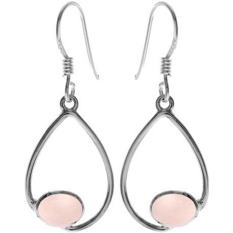 Silver and Rose Quartz Drop Earrings.