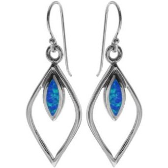Silver and Blue Opalique Drop Earrings