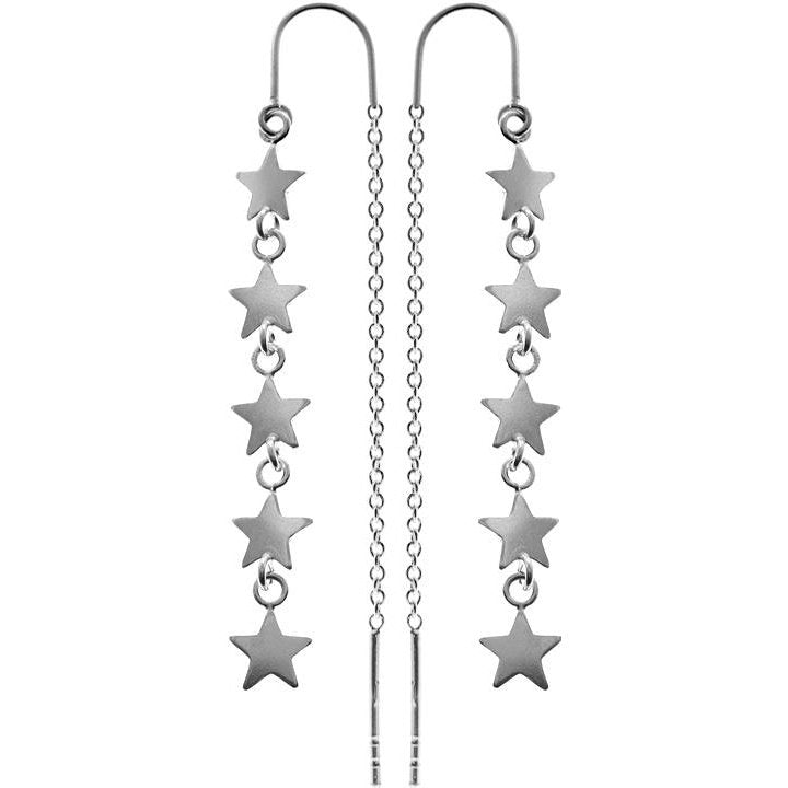 Silver Cascading Stars Drop Earrings.