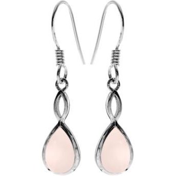 Silver and Rose Quartz Drop Earrings.