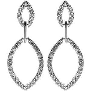 Silver Double Marquis Drop Earrings with Cubic Zirconia.