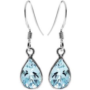 Silver and Blue Topaz teardrop Drop Earrings