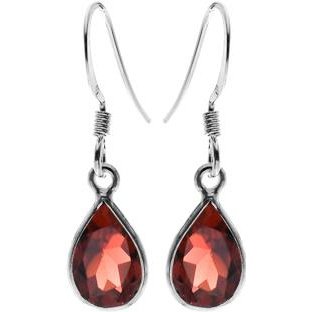 Silver and Garnet Drop Earrings.