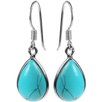 Silver and Turquoise Drop Earrings.