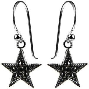 Silver and Marcasite Star Drop Earrings.