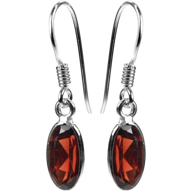 Silver and Garnet Drop Earrings.