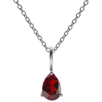 Silver and Garnet facet teardrop pendant.