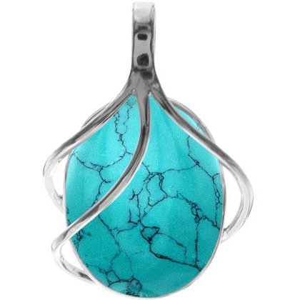Silver and Turquoise pendant with 3 strand overlay.