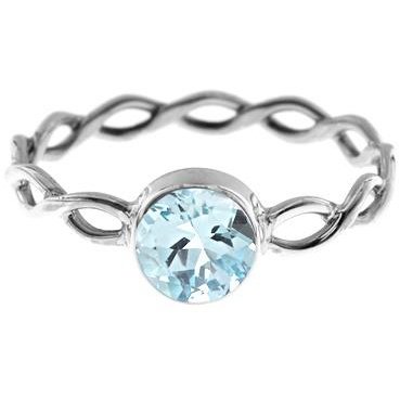 Silver and Blue Topaz Woven Band Ring