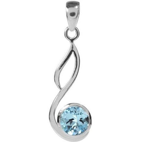 Silver and Blue Topaz open loop pendant.