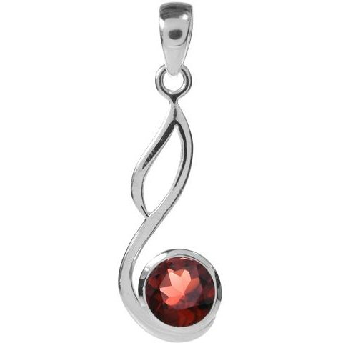 Silver and Garnet loop pendant.