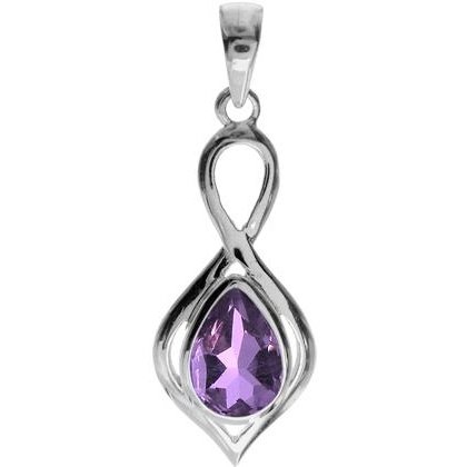 Silver and Amethyst dart-shaped pendant.