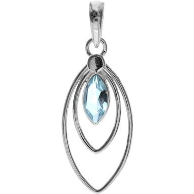 Silver and Blue Topaz double open marquise pendant with a silver chain