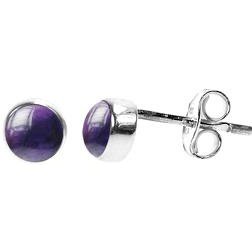 Silver & Amethyst 5mm round stud earrings