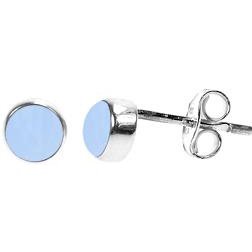 Silver & blue charlcedony 5mm stud earrings.