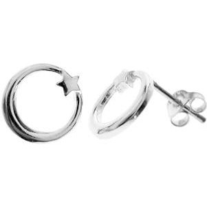 Silver Hoop and Star Stud Earrings.