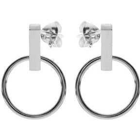 Silver Hoop and Bar Earrings.