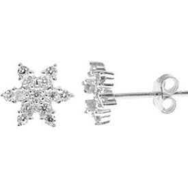 Silver & cubic zirconia snowflake stud earrings.