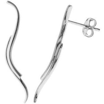 Silver Overlapped Wave Stud Earrings.