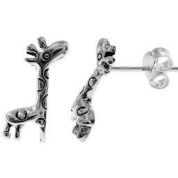 Silver Giraffe Stud Earrings.