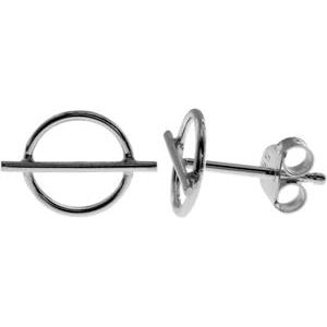 Silver Hoop and Bar Stud Earrings.